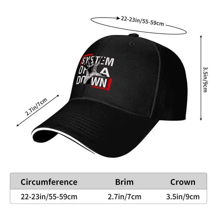 Casquette de baseball SYSTEM OF A DOWN avec logo noir