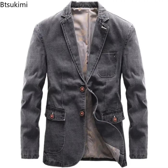 Veste en jean rétro à revers classique pour hommes