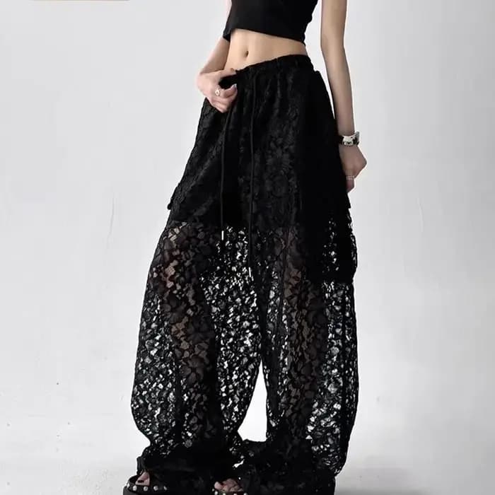 Pantalons Cargo en dentelle femmes vêtements mode Hip Hop Vintage Sexy Streetwear