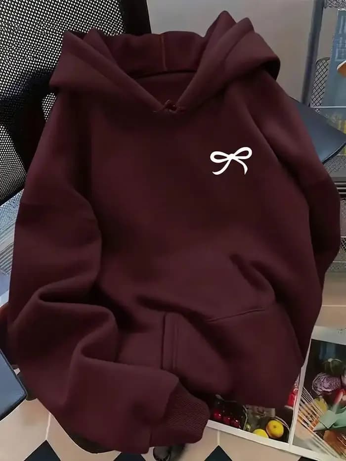 Sweat-shirt à capuche bleu marine avec imprimé nœud