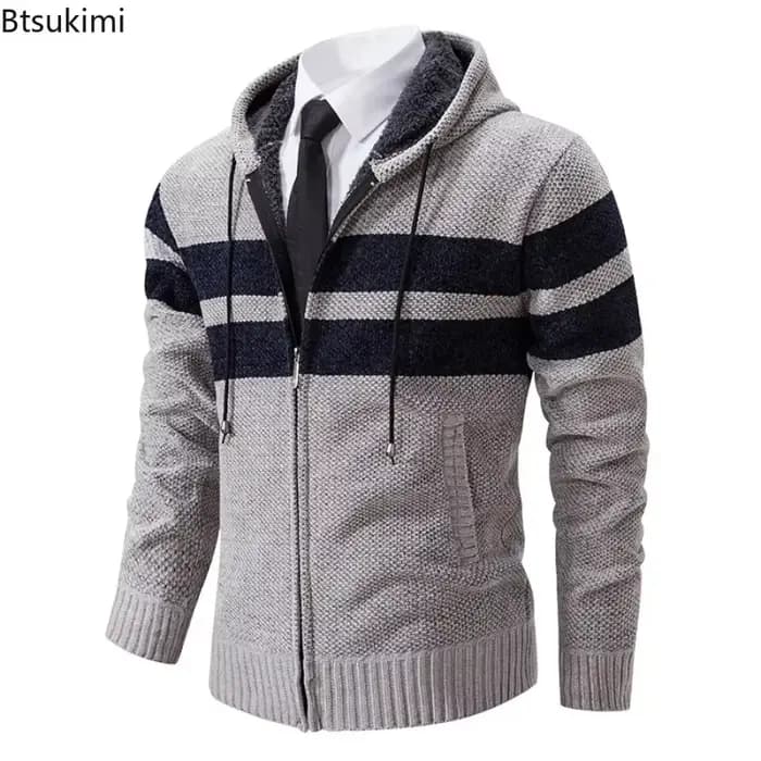 Nouveau 2026 hommes à capuche Cardigans pull manteaux tricoté