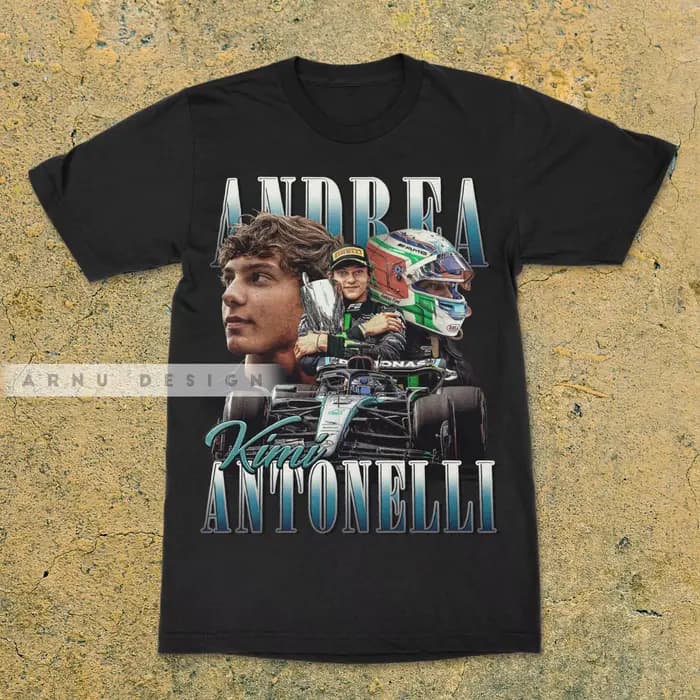 T-shirt unisexe 100% coton avec motif Kimi Antonelli champion, nouvelle collection été 2026, chemise