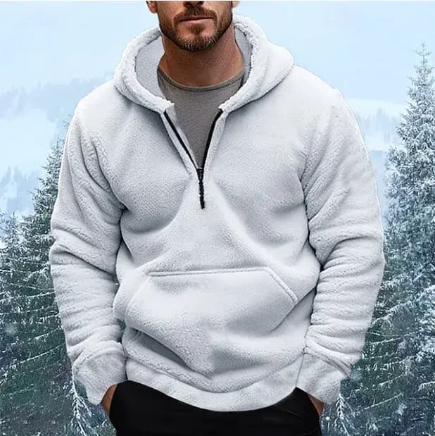 Sweat-shirt à capuche en laine chaude pour homme