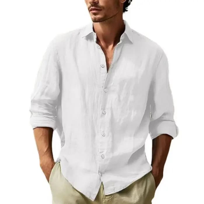 Chemise décontractée en pur coton à manches longues pour hommes