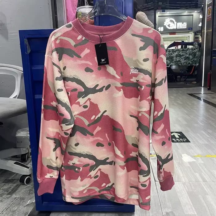 Hommes femmes Couple décontracté rose Camouflage Patta à manches longues T-Shirt de qualité supérieure confortable Base