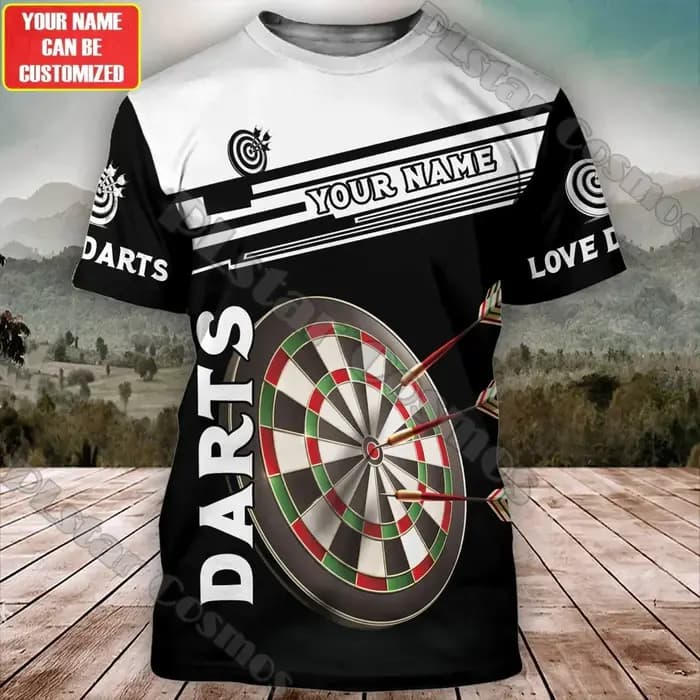 Nom personnalisé joueur de fléchettes 3D imprimé hommes T-Shirt été rue tendance sauvage unisexe
