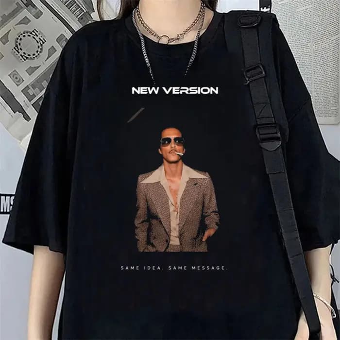 Bruno Mars The Romantic Tour – T-shirt décontracté à col rond, T-shirt graphique noir de haute quali