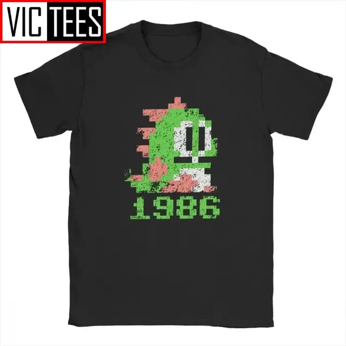 T-shirt Bubble Bobble pour Homme, 1986 Coton, Jeu Vidéo Japonais, Mignon, Kawaii Gamer Respzed, 100