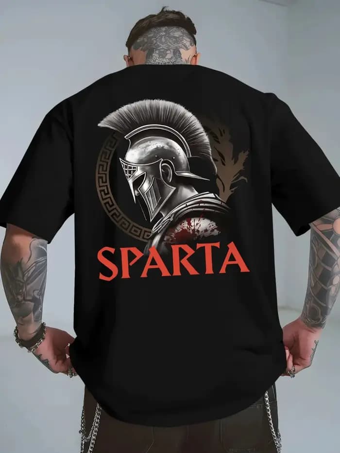 T-shirt de guerrier spartiate pour homme, casque spartiate, impression arrière SPARTA, 100% respiran