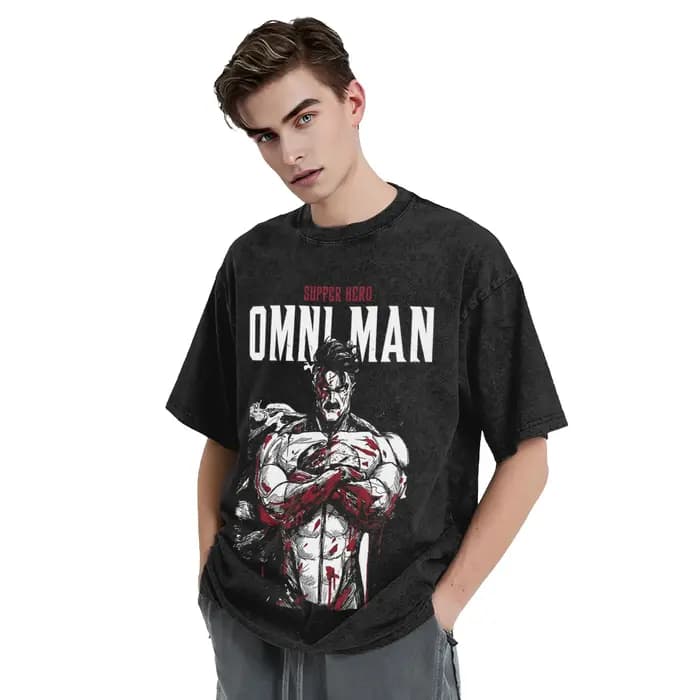 T-shirts Super Héros Omni Man Invincible Lavés Streetwear Hip Hop Vintage