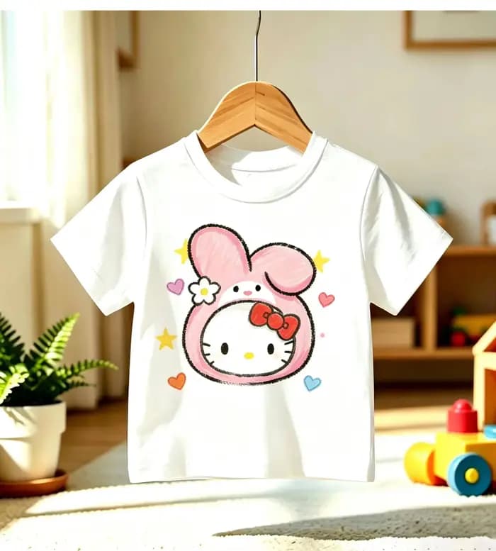T-shirt blanc à manches courtes pour fille