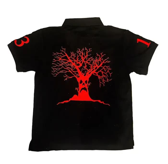 Polo noir HAUNT-O-HOLICS Y2k America rétro rue Hip Hop chemise à manches courtes motif citrouille broderie Baseball t-shirts