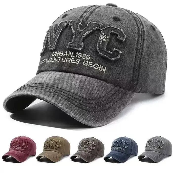 Casquette de baseball vintage en jean délavé avec visière