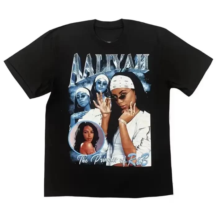 T-shirt imprimé Aaliyah 2026, T-shirt rétro hip-hop tendance pour homme, T-shirt unisexe en pur coto