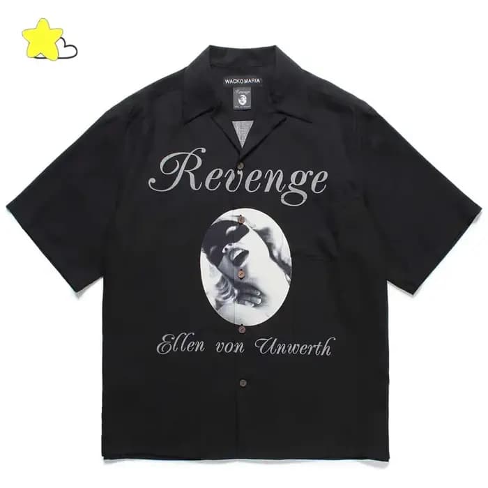 Noir rouge gris Wacko Maria chemises à manches courtes hommes femmes haute qualité classique caractère graphiques imprimer chemise hawaïenne t-shirt
