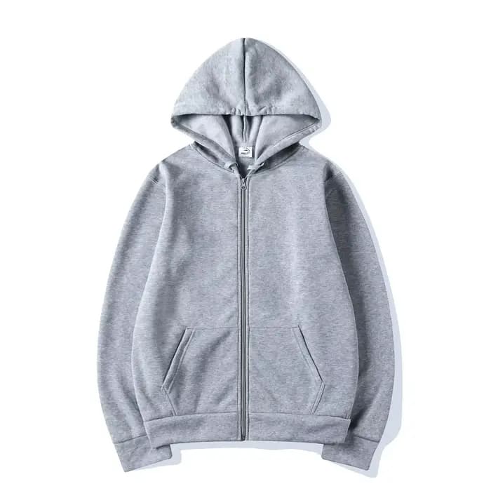 Sweat-shirt à capuche uni, finition lisse, fermeture éclair, automne/hiver, unisexe, manches longues