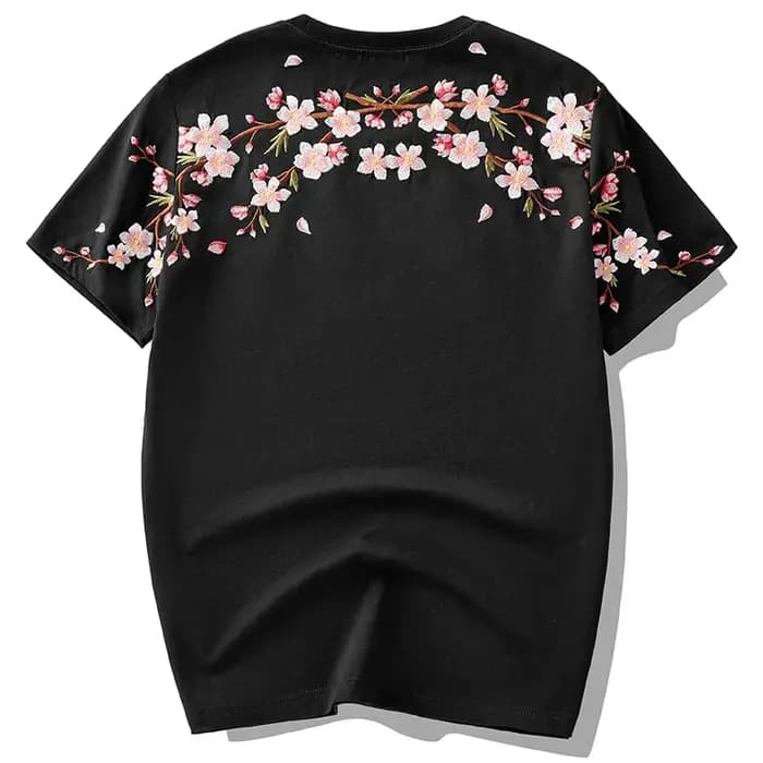 Broderie t-shirt hommes femmes fleur lâche t-shirt décontracté été coton Hip Hop t-shirt hauts à man