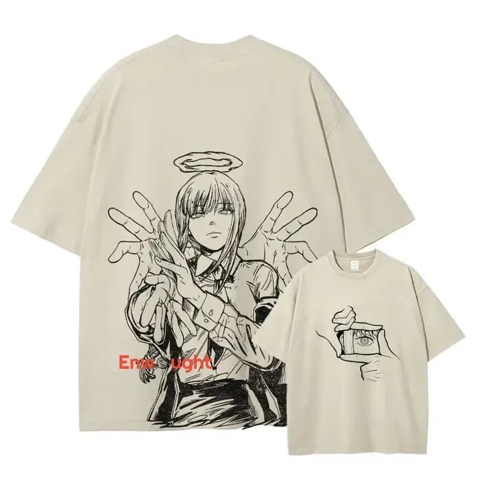Hayakawa Aki T-shirt Anima Makima Denji Vintage lavé hauts t-shirts tronçonneuse démon manches courtes Manga graphique