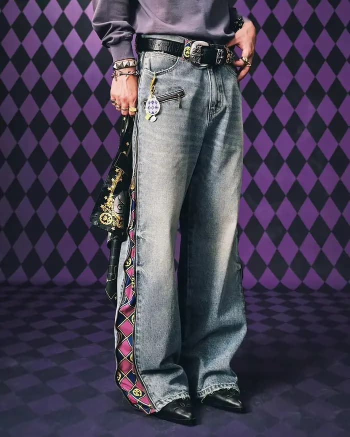 Jean en denim JoJo Anime à panneaux amovibles pour hommes et femmes