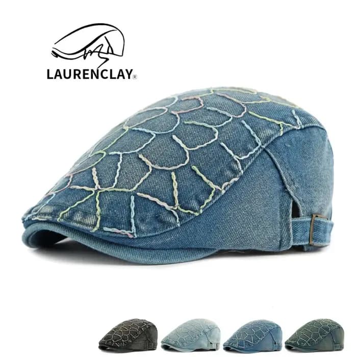 Casquette rétro britannique en denim délavé