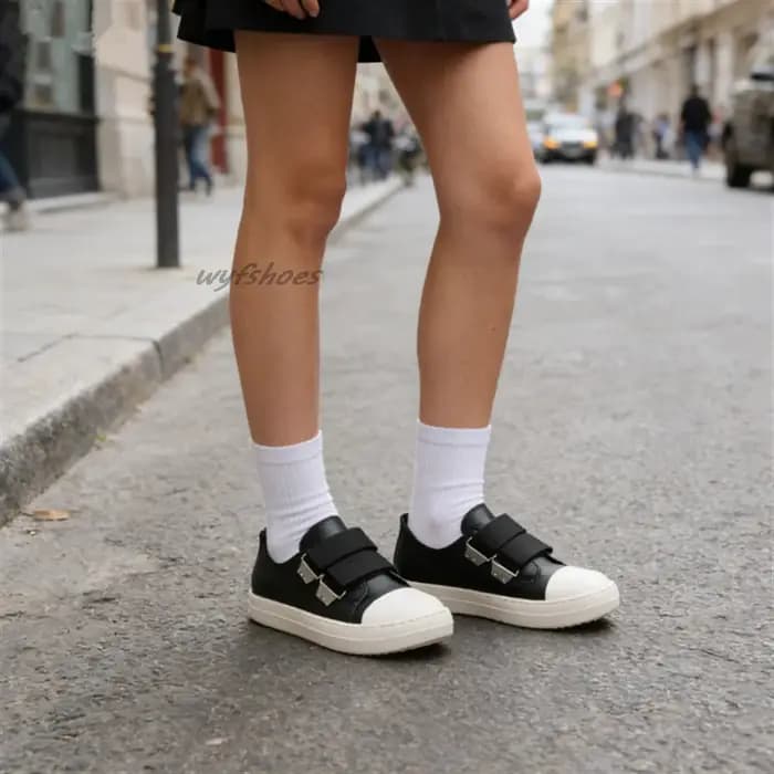 Baskets plateforme en cuir noir pour hommes et femmes