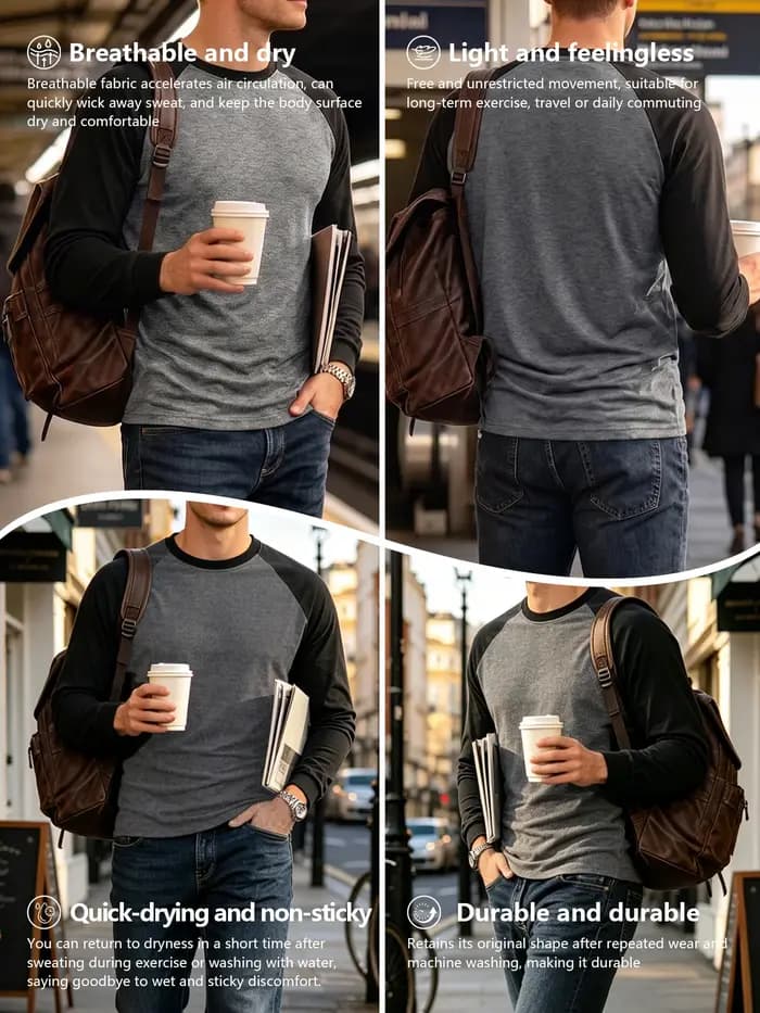 T-shirt à manches longues raglan pour homme
