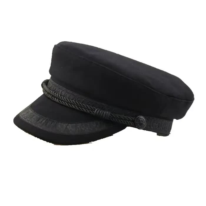 Casquette de capitaine grande taille noire à dessus plat – Chapeau pour homme à grosse tête