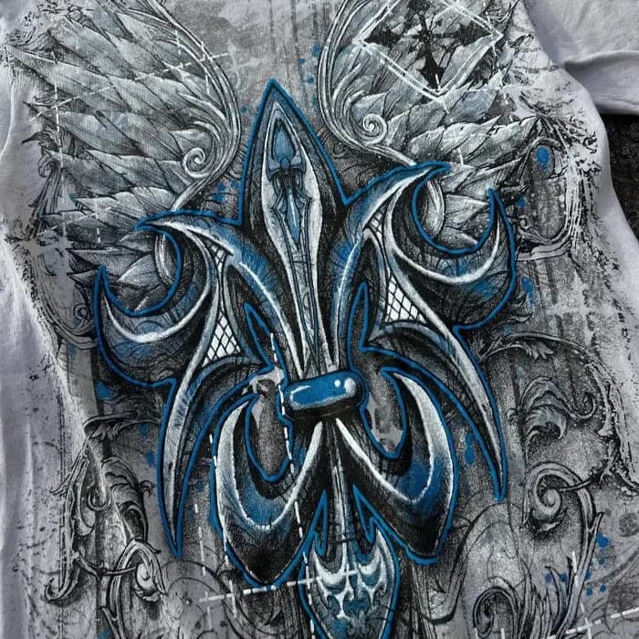 MMA Elite Y2K esthétique bleu Iris fleur impression numérique t-shirt unisexe Streetwear coton surdimensionné