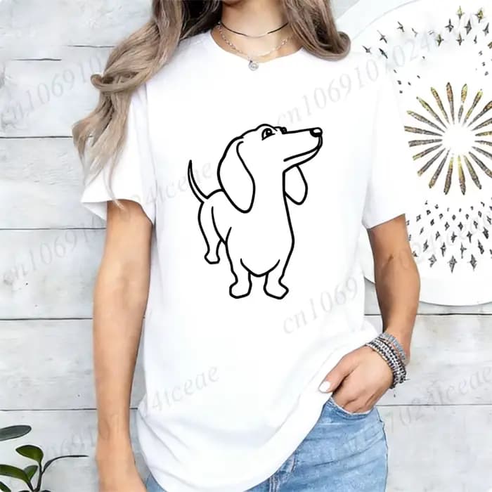 T-shirt décontracté pour femme à imprimé graphique Teckel