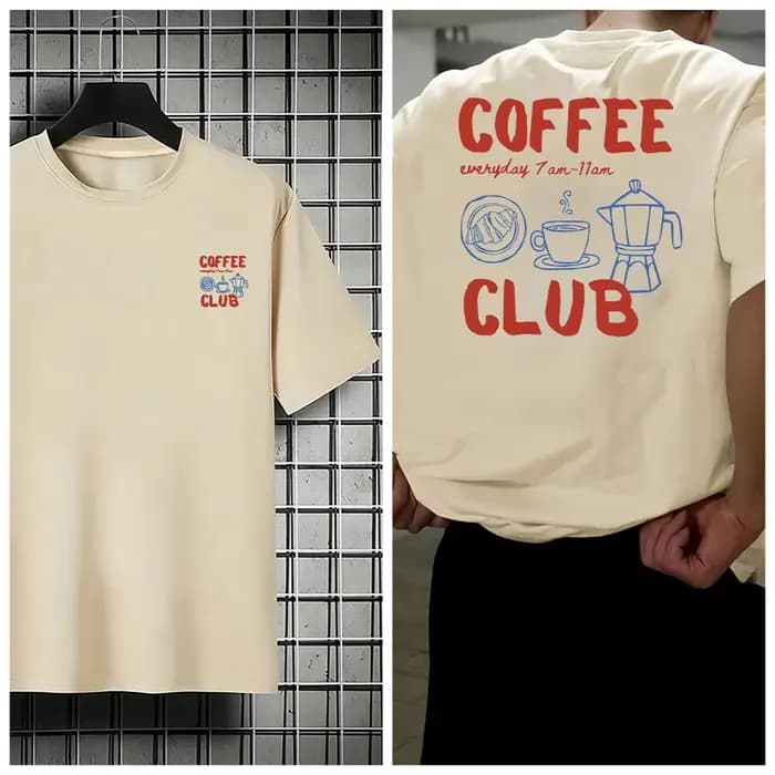 Hommes café Club loisirs T-Shirt imprimé graphique quotidien banlieue sport surdimensionné décontrac
