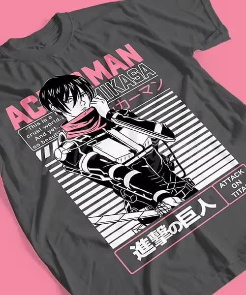 T-shirt de l'Animé Attaque des Titans Mikasa Ackerman Batalla, Final