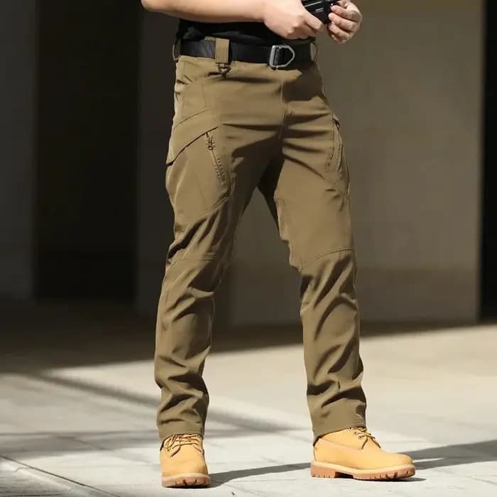 Pantalon cargo tactique pour hommes – Softshell, tissu extensible, poches multiples, bouton volant,
