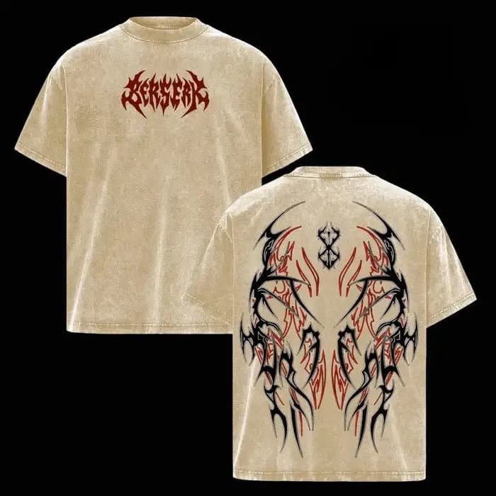 Anime Berserk Guts Logo graphique t-shirt hommes à manches courtes vêtements surdimensionné