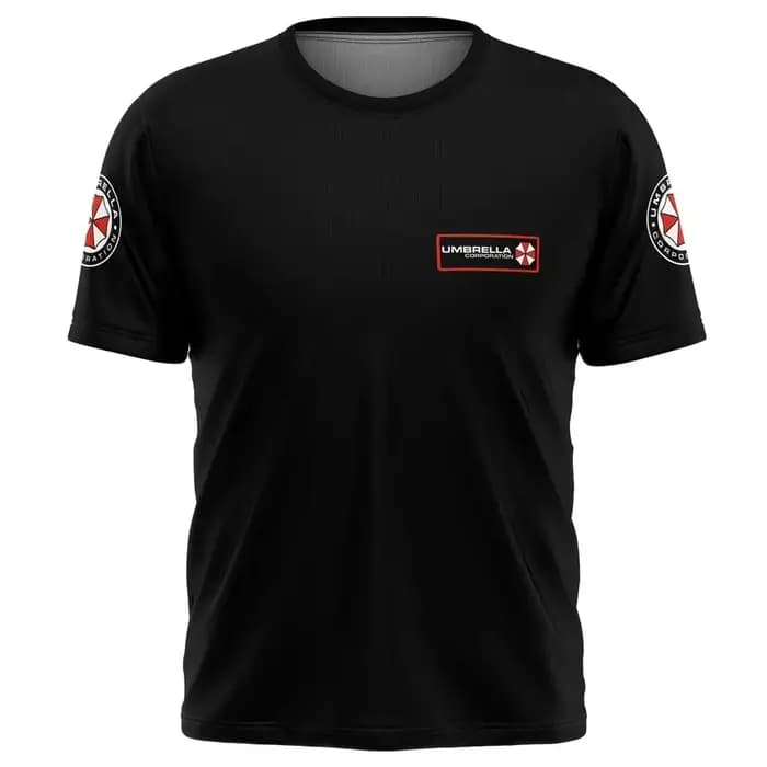 T-shirt Resident Evil Umbrella Corporation - Logo et slogan emblématiques noirs imprimés en 3D, parf