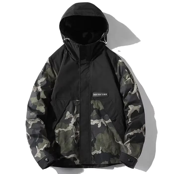 Blouson militaire pour homme, veste décontractée de camping, coupe-vent à capuche, manteau oversize