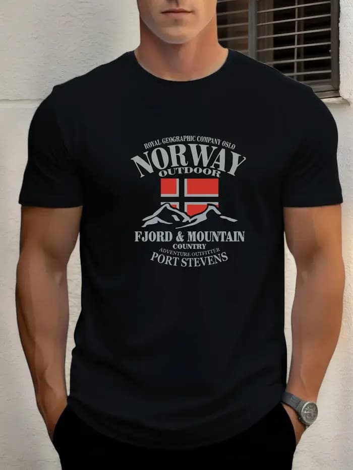 Drapeau norvégien imprimé 100% coton à la mode hommes femmes T-shirt été automne quotidien Sports de plein air décontracté ample rue à manches courtes
