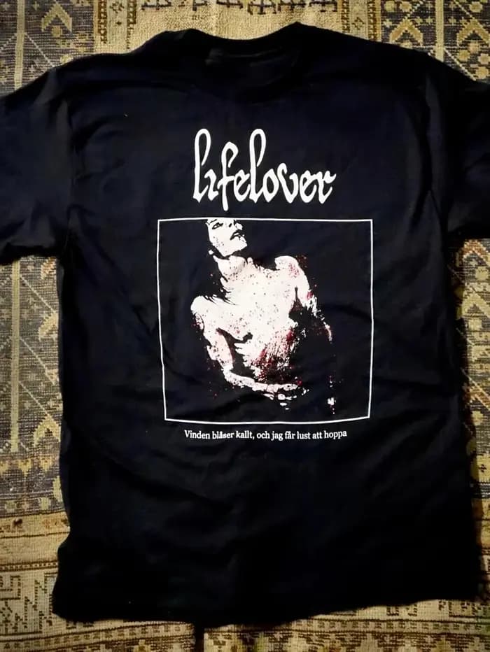 T-shirt unisexe Lifelover avec logo du groupe et paroles de chanson