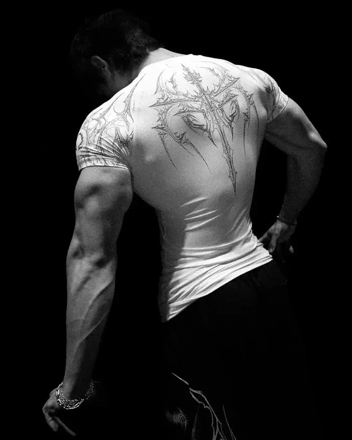 T-shirt de gymnastique d'été pour hommes, imprimé gothique, T-shirt musculaire, haute élasticité et