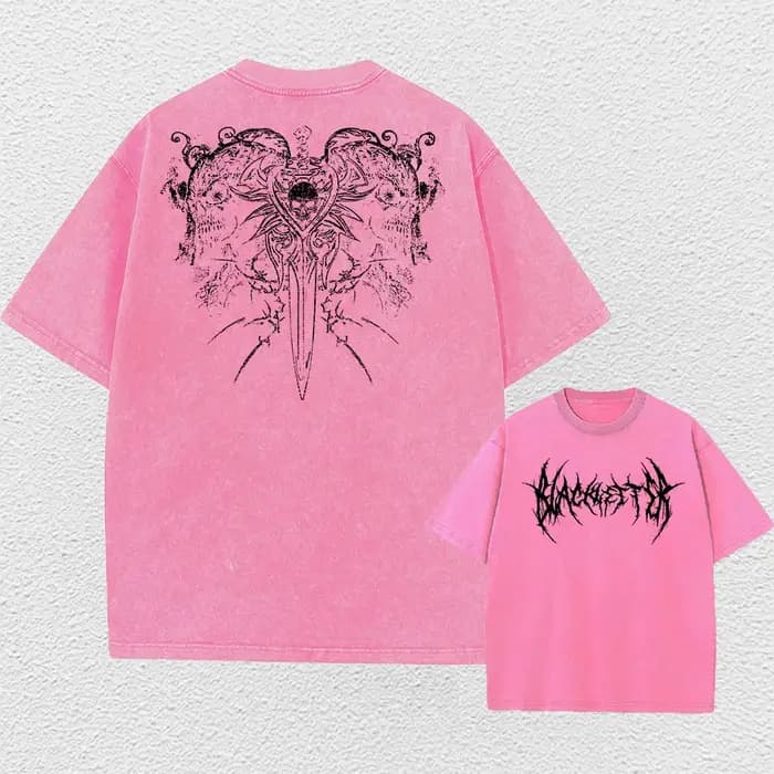 T-shirt vintage pour homme Y2k avec motif crâne et épée