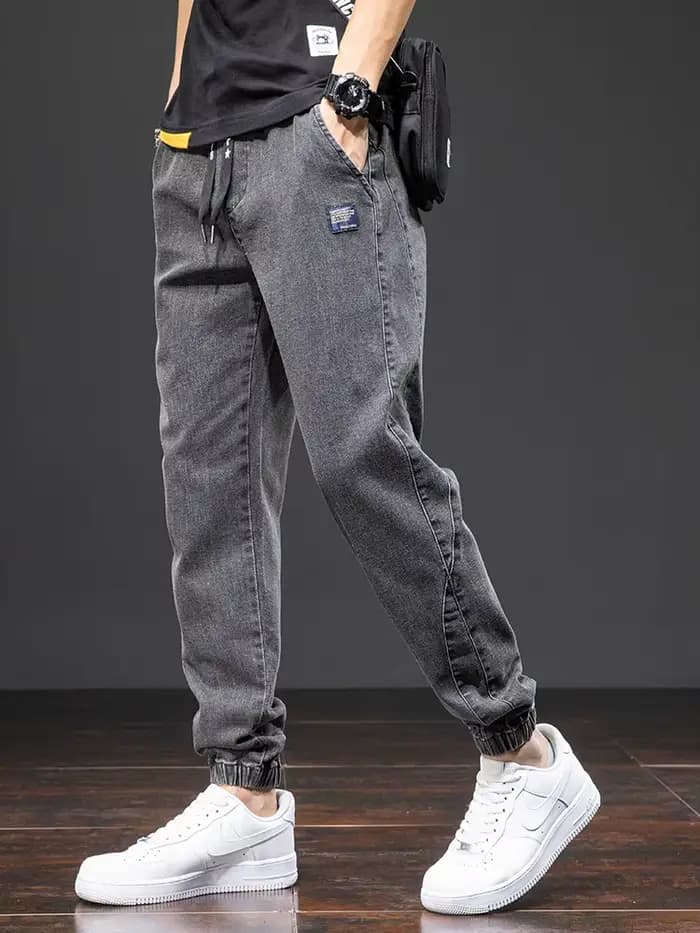 Printemps été noir bleu Cargo Jean hommes Streetwear Denim survêtement pantalon hommes Baggy Harem J