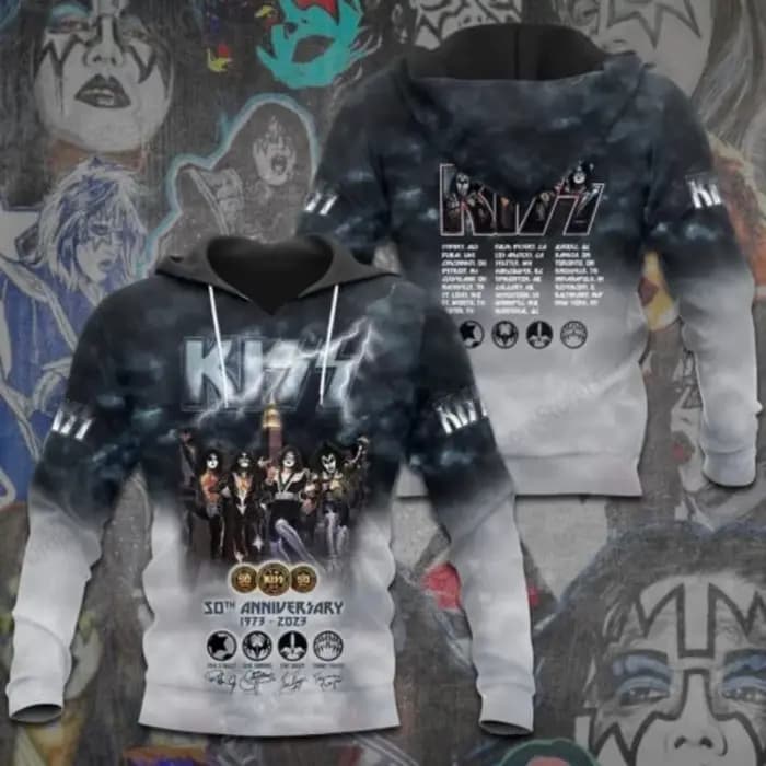Sweat à capuche imprimé 3D Rock Kiss Band pour hommes et femmes