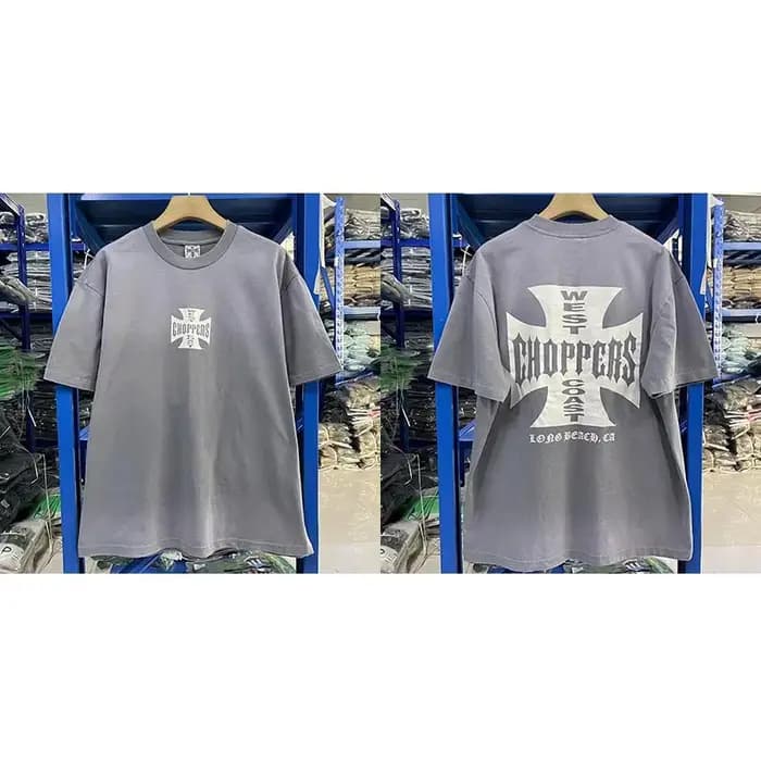 T-shirt West Coast Choppers style Wasteland, délavé, coupe ample, imprimé vintage, manches courtes,