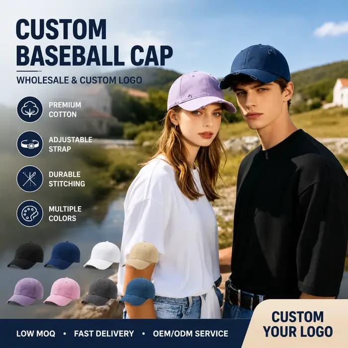 Casquette de baseball rétro personnalisable avec logo pour hommes et femmes