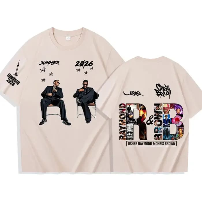 T-shirt de la tournée 2026 Chris Brown et Usher pour homme et femme