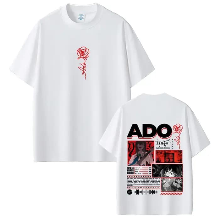 Ado Hibana Tour du monde 2025 T-shirt hommes femmes mode Pop musique t-shirts unisexe Y2k Style japonais Streetwear mâle