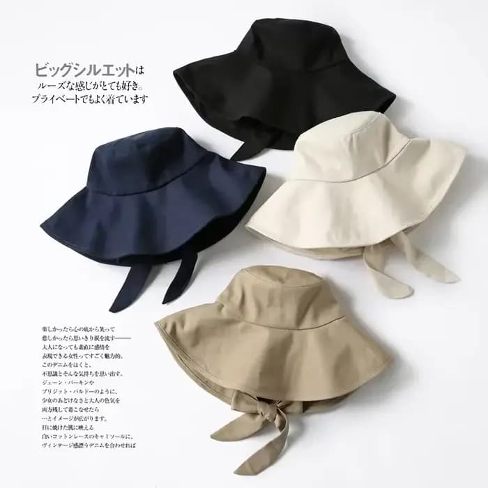 Chapeau Bob Pliable Femme Printemps-Été Style Japonais Coréen à Large Bord en Coton et Lin, Protecti