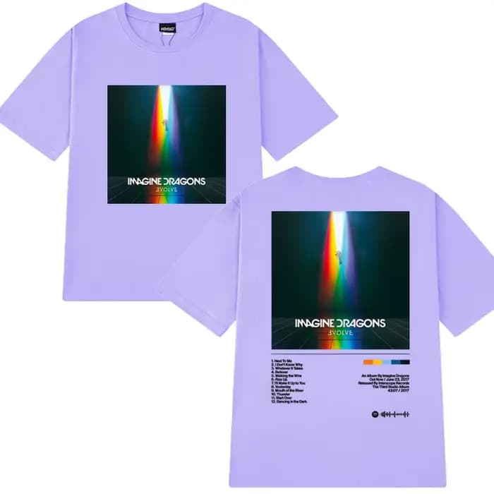 Imagine Dragons Evolve Album Double face impression t-shirt hommes femmes vintage Hip Hop streetwear unisexe coton à manches courtes T-shirts
