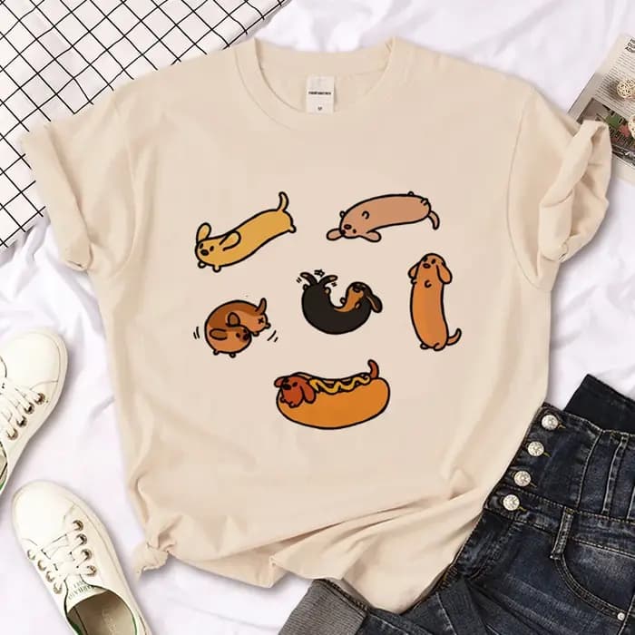 Teckel T-shirts femmes drôle t-shirt femme Streetwear vêtements décontracté hauts