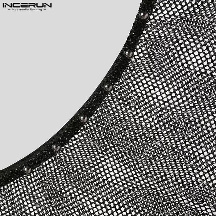 2025 INCERUN hauts Sexy été sans manches maille transparent débardeurs Streetwear surdimensionné t-shirt vêtements pour hommes