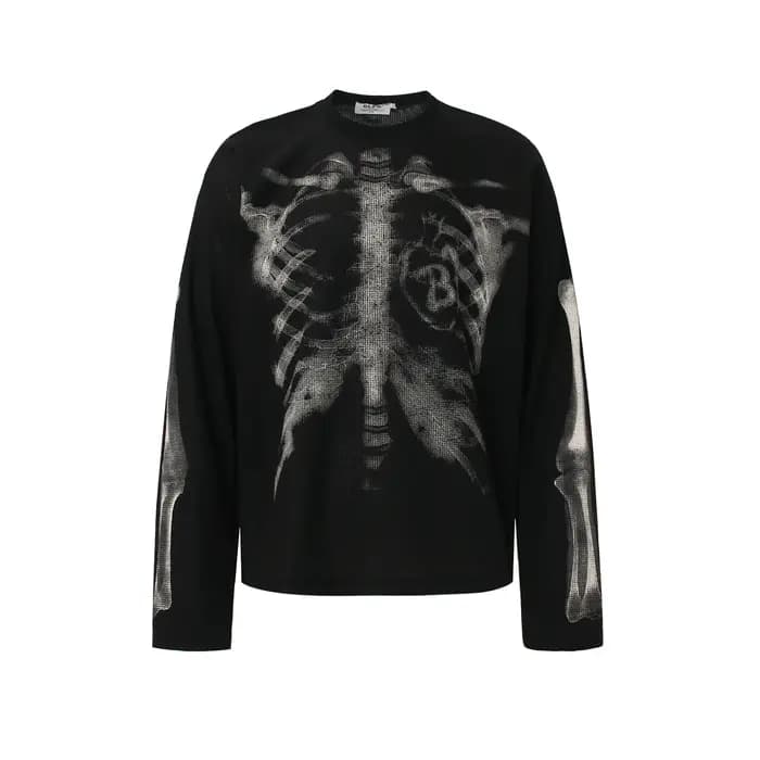 T-shirts graphiques squelette pour hommes, streetwear Harajuku, hip hop, t-shirts oversize à manches